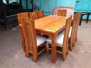 8-Seater Mahogany Dining Set With Cushioned Chairs