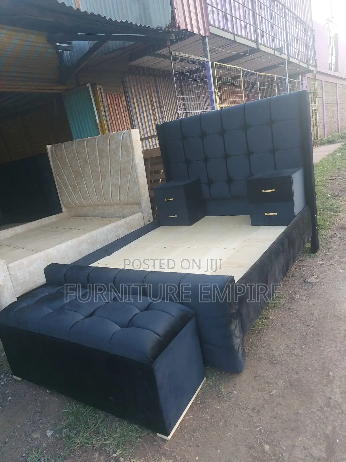 5 by 6 Black Chester Bed With Trunk Storage Side Cabinets