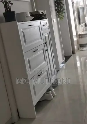 (120*100*24cm* )All White Modern White Bucket Flip Shoe Cabinet