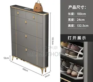 *New Arrival – Diy Smart Flip Design Shoe Cabinet (Grey / White )