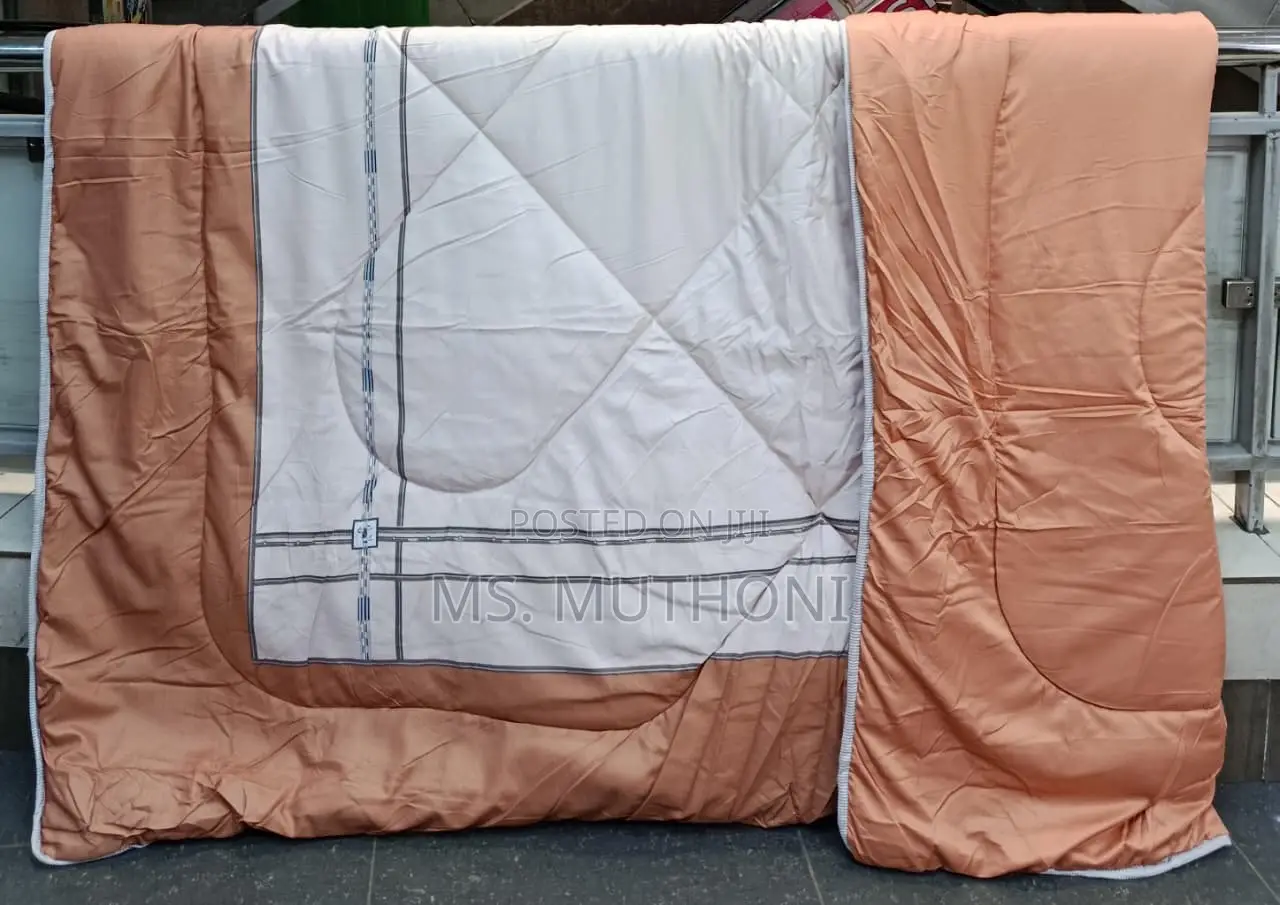 Brown White Patterned Binded and Double Sided Warm Duvets Sets