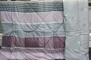 Striped Pink and Gray Design Binded and Double Sided Duvet Set