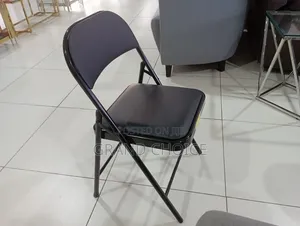 Padded Black Leather Foldable Chair
