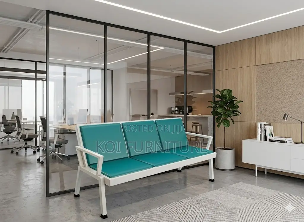 Office Benches; Three Seaters Leather Upholstered Reception Bench