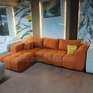 6-Seater Bubble L Seat Sofa Bold Burnt Orange Style