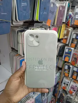 iPhone 14 Plus, Light Gray-Green Color, Debossed Apple Logo Case