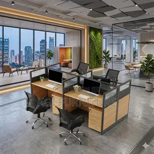 Office Workstation; Modular Four Users Modern Office Workstation