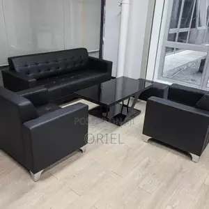 Office Sofa : 5-Seater Executive Office Leather Padded Reception Sofa