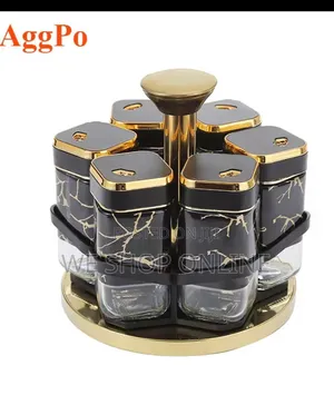 Rotating Black Marble Spice Rack