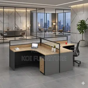 Office Workstastion; 4 Users Creative Wooden Computer Workstation Desk