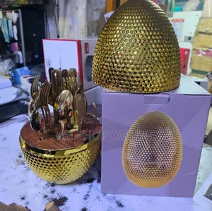 24 PCS Gold and Silver Executive Egg Shell Cutlery Set