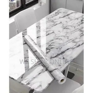 Self Adhesive Vinyl Marble Contact Paper Wallpaper / White Colour