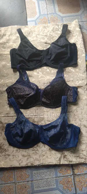 Blue, Black, Purple and White Bras
