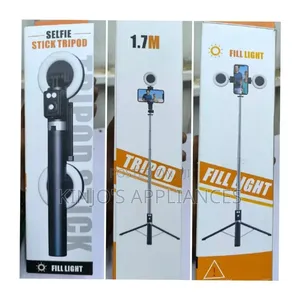 A Selfie Stick Tripod With Dual Ring Light