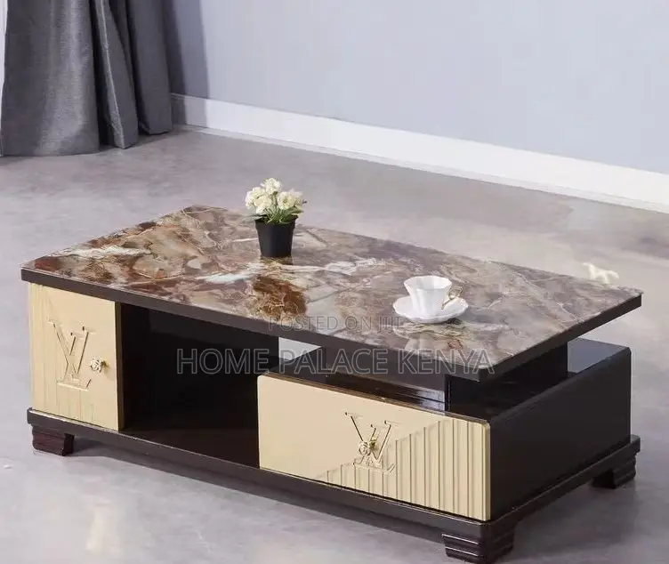 Coffee Table: Brown Marble Top Multi Functional Table