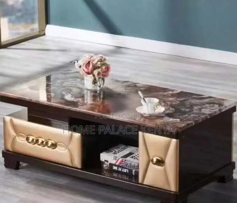 Coffee Table: Brown Marble Top Multi Functional Table
