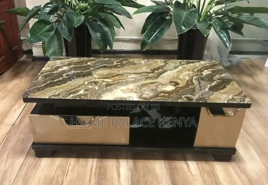 Coffee Table: Brown Marble Top Multi Functional Table