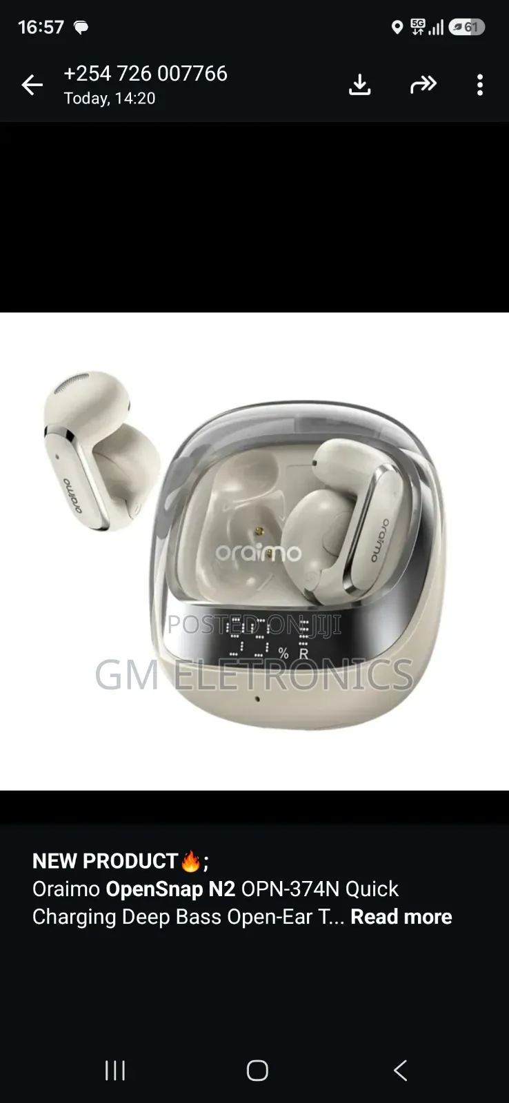 Oraimo Opensnap N2 Open-Ear Earbuds.