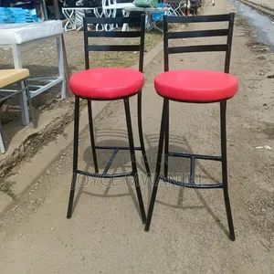 Highstool or Bar Stool With Red Round Seat