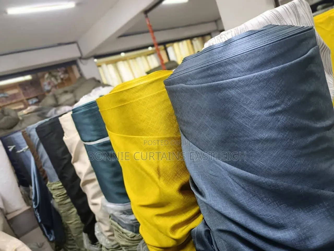 Green, Yellow, Black, White Curtains Materials
