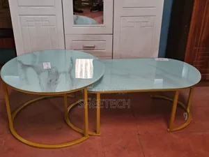 2 in 1 Marble Nesting Coffee Table With Glass Effect