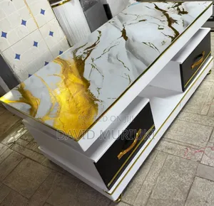 Executive White Coffee Table With Marble Topping.