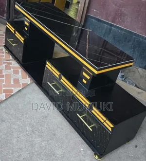 Executive Tv Stand With Marble Coating and Light