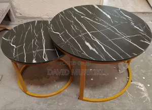 Black Nesting Coffee Table Marble Effect (Mdf)