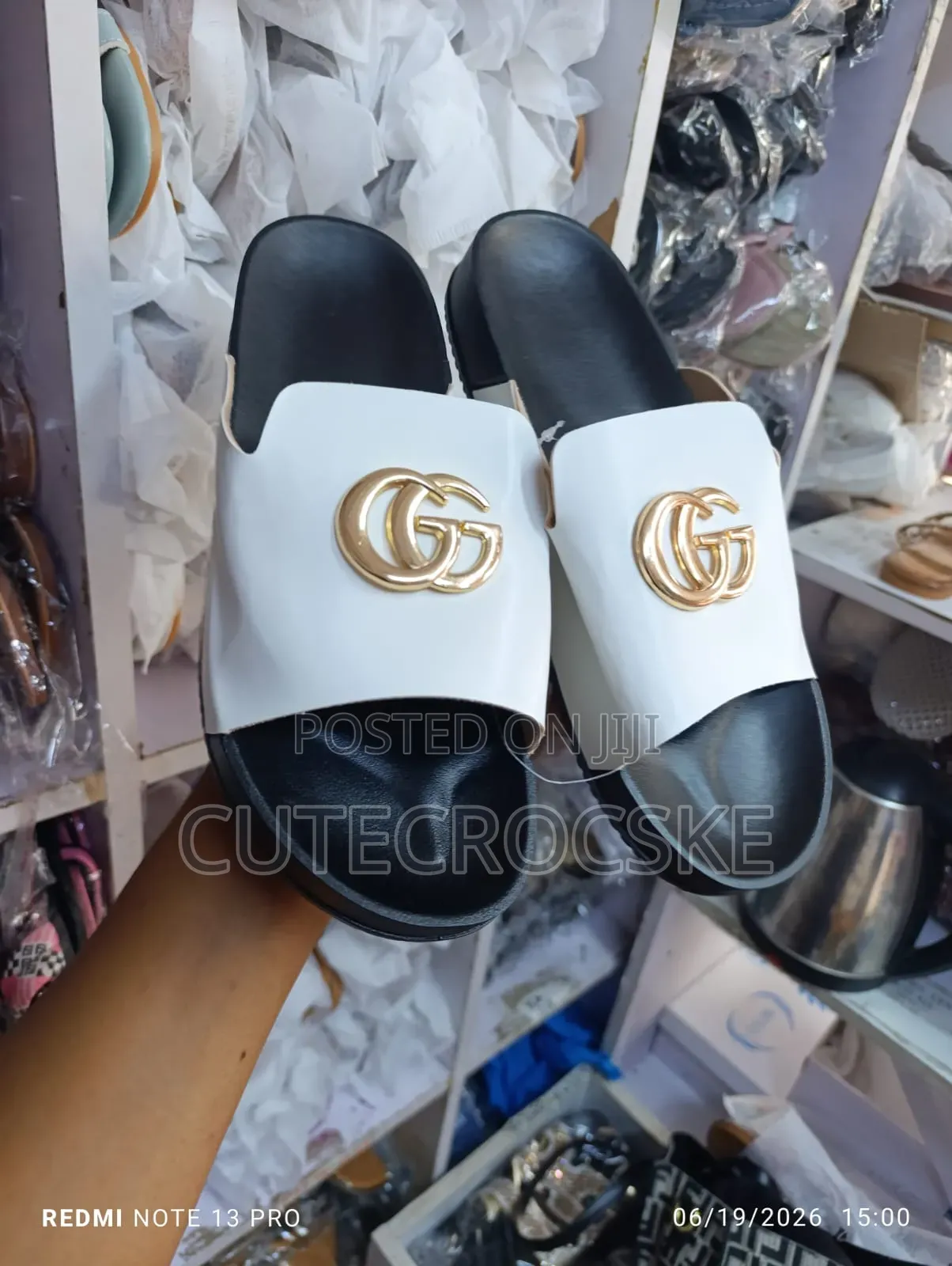Elegant Slide Sandals With Gold Logo