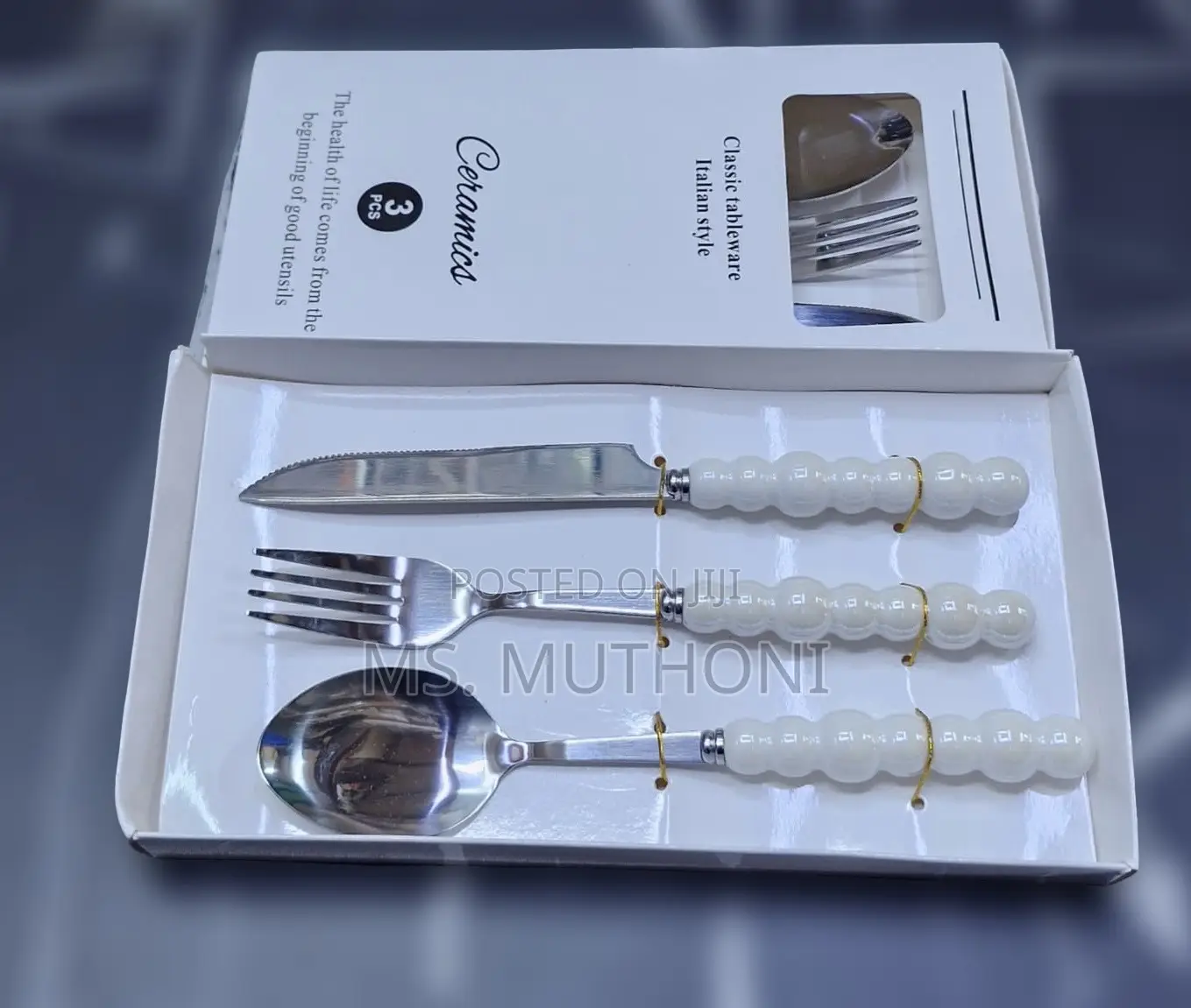 3-Piece Flatware Set Ft Polished Stainless Steel Knife ,Fork Spoon