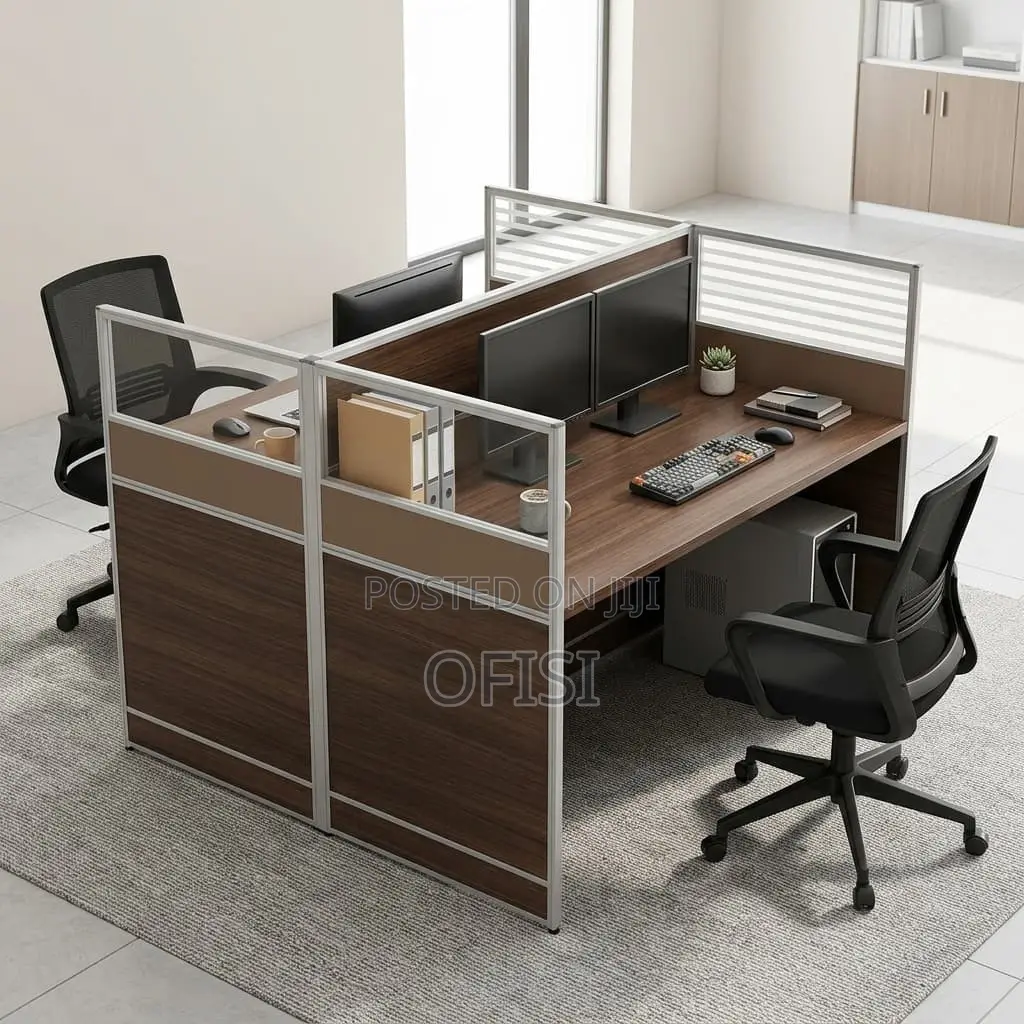 Office Workstation; 2 Way Brown Shared Workstation