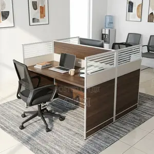 Office Workstation; 2 Way Brown Shared Workstation
