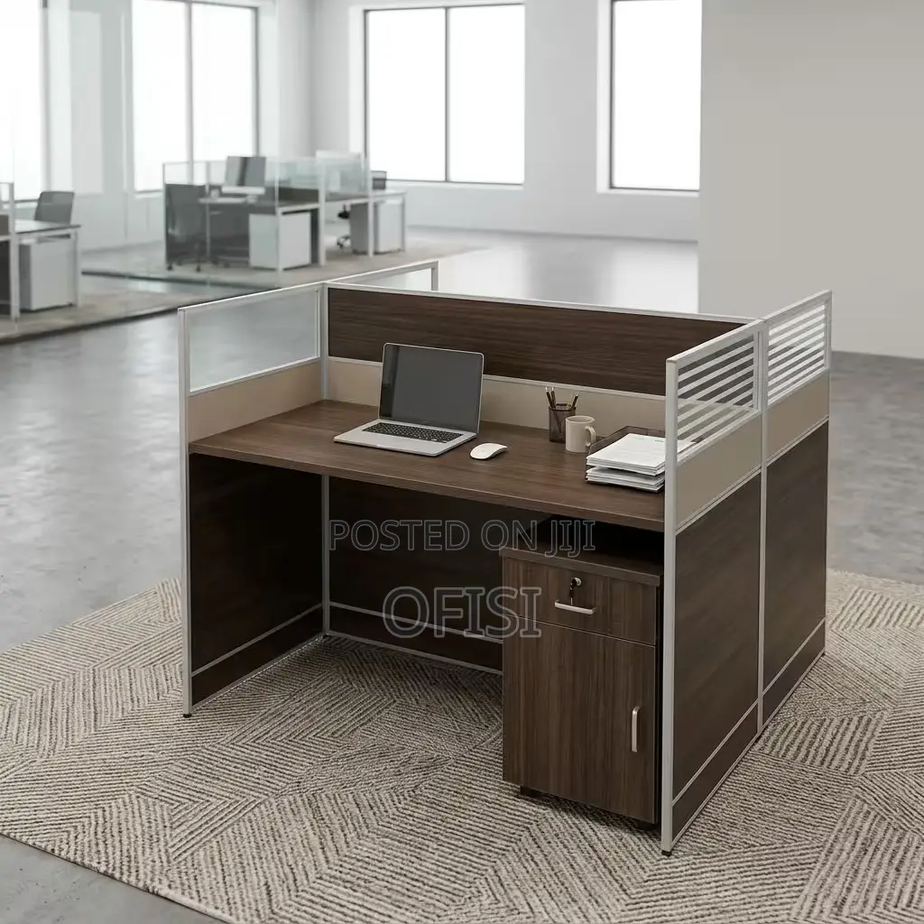 Office Workstation; 2 Way Brown Shared Workstation