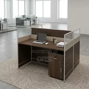 Office Workstation; 2 Way Brown Shared Workstation