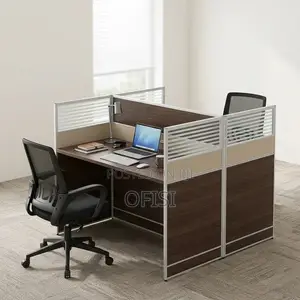 Office Workstation; 2 Way Brown Shared Workstation