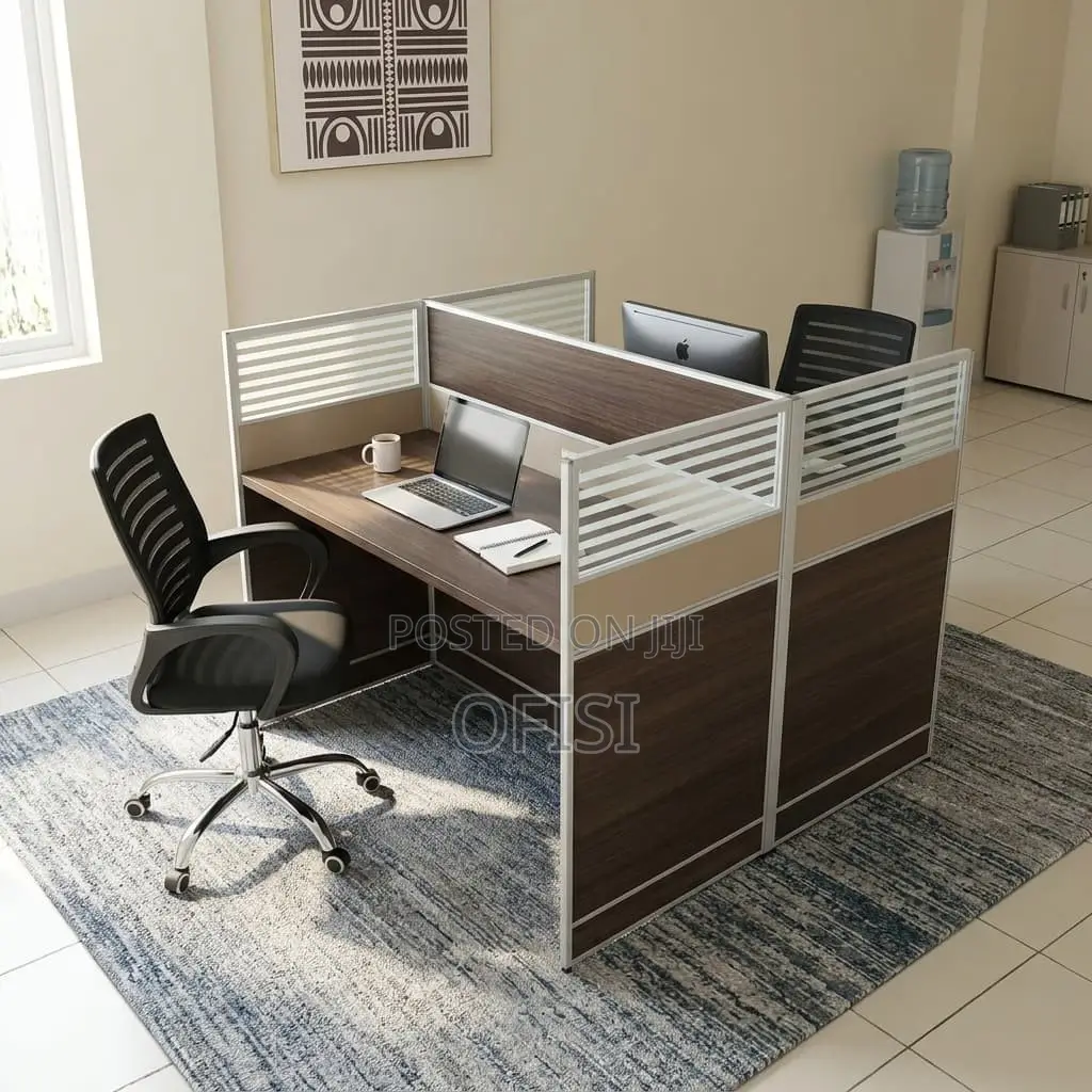 Office Workstation; 2 Way Brown Shared Workstation