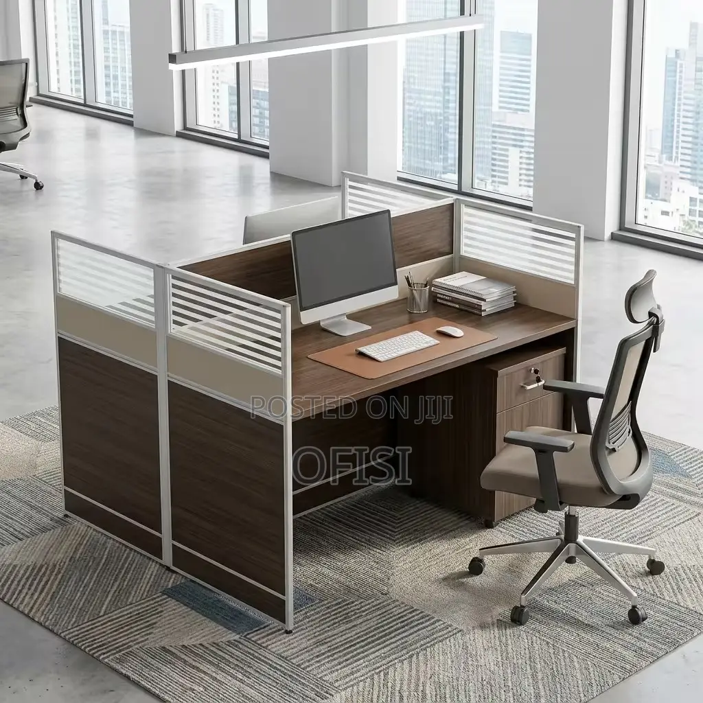 Office Workstation; 2 Way Brown Shared Workstation