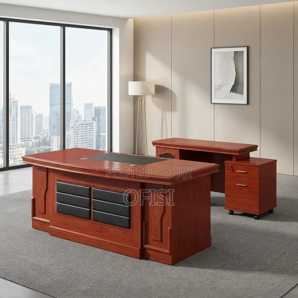 Office Desk; 2m Mahogany Executive Office Desk