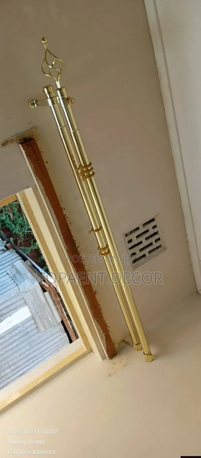 3m Double Gold With Rings Adjustable Window Curtain Rods