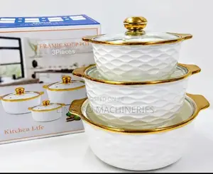 3 Pieces White Serving Bowl