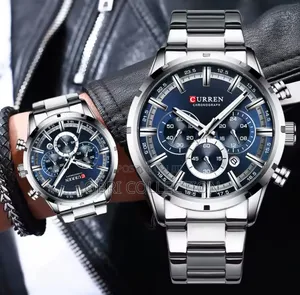 Silver Blue Face Curren Chronograph Gents Watch