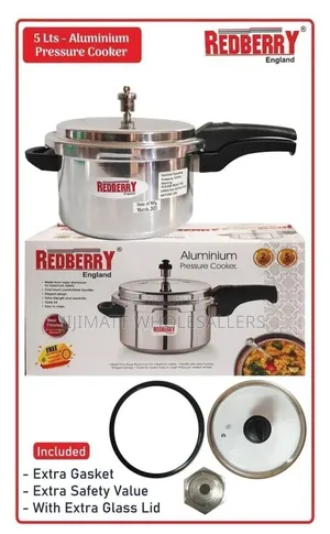 Redberry Premium Range Aluminium Pressure Cooker With Glass Lids