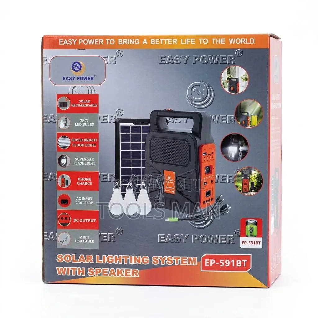 Solar Lighting System Fm,Usb,Bluetooth Speaker.Easy Power Ep-591bt