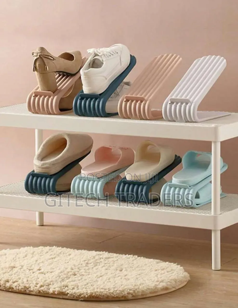 Shoe Slots Space Saving Stackable Storage Rack Double