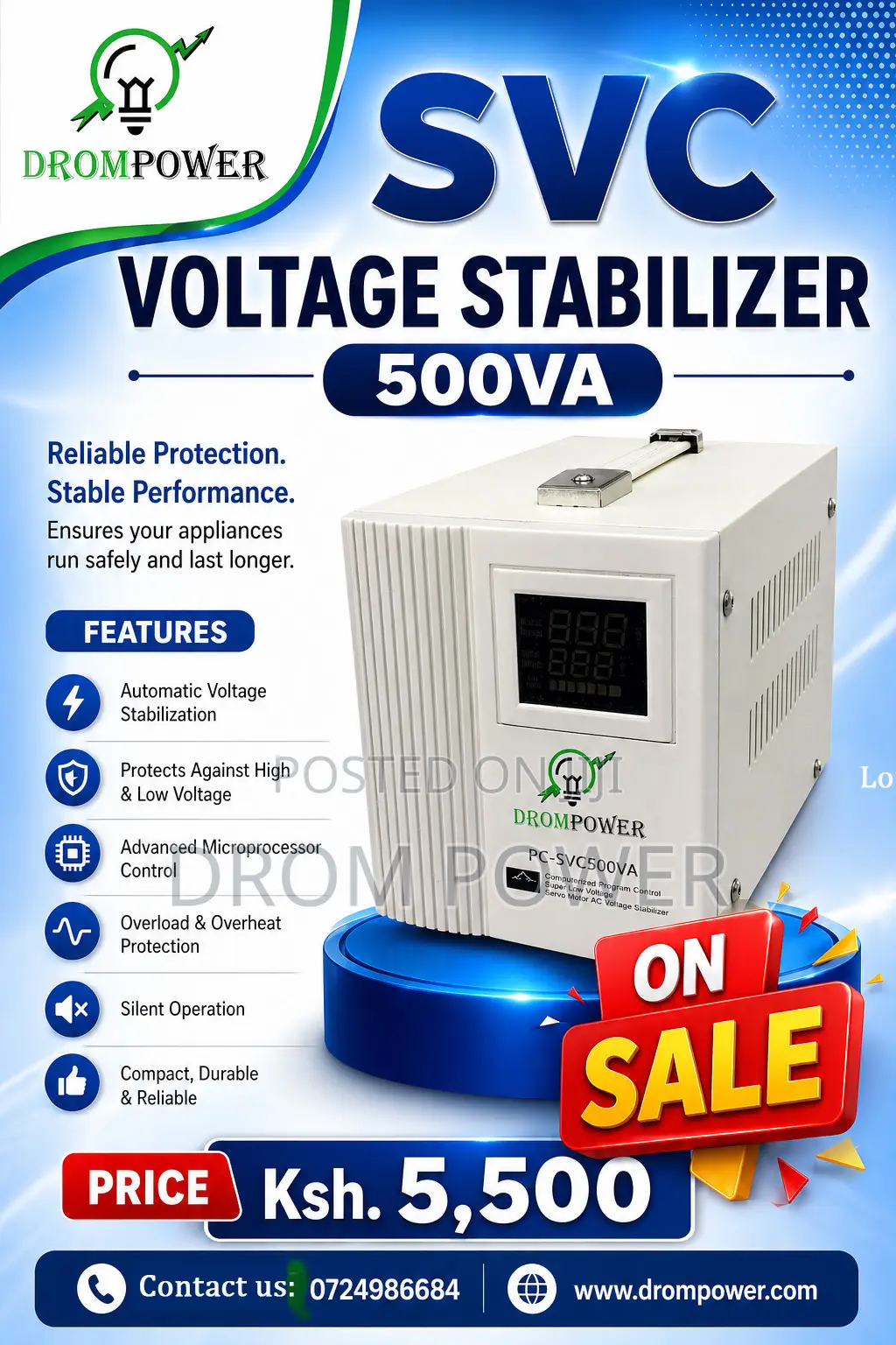 SVC 500va Voltage Stabilizer