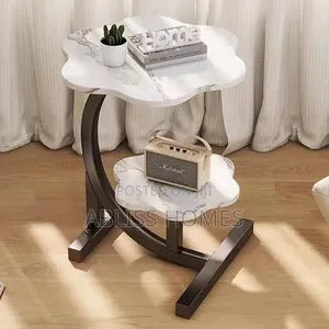 Wooden Wavy Top Bottom Metallic Crescent Table