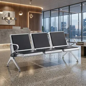 Office Bench; Three Seater Leather Upholstered Office Bench