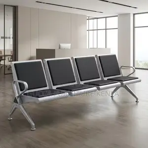 Office Leather Padded 4-Seater Bench