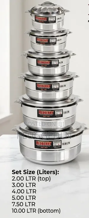 Redberry Tall-Maxx Set 6 Stainless Steel Hot Pots
