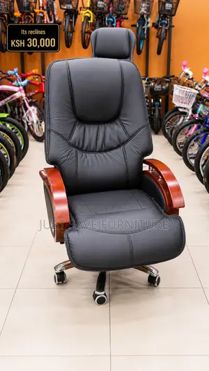 Executive Reclining Office Chair With Footrest Headrest Black Leather
